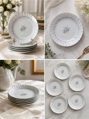 Style House Fine China Carillon Dessert Berry Sauce Bowls Set 5 Blue Rose Japan